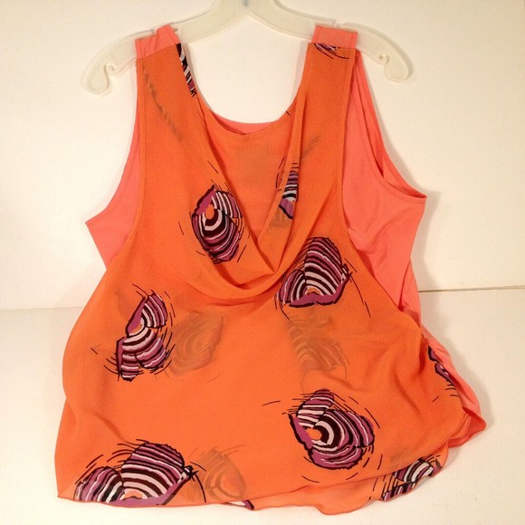 Mixit Woman's Blouse Top Sheer Peach Sleeveless Fancy Back Size M - Picture 3 of 11
